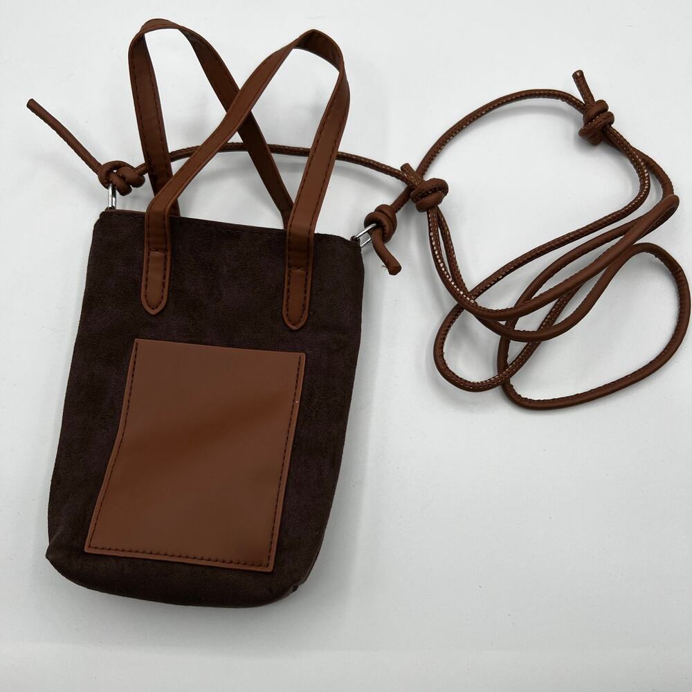 Faux Suede Brown Crossbody Bag